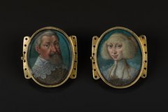 Miniatur-Porträts von Kurfürst Johann Georg I. und Kurfürstin Magdalena Sibylla von Sachsen, wohl Dresden, um 1637, Fassung aus späterer Zeit