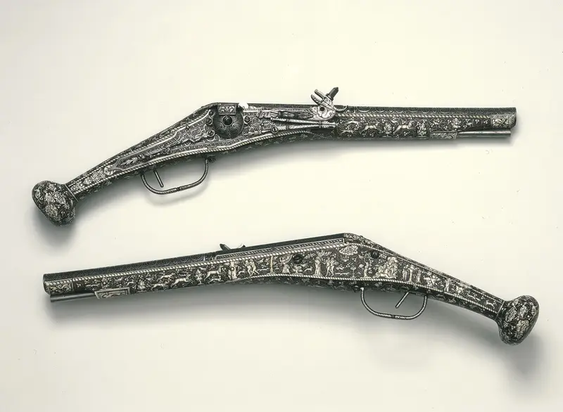 Pistolen des Kurfürsten August von Sachsen, Meister mit der Krug-Marke, Augsburg, um 1560-1570