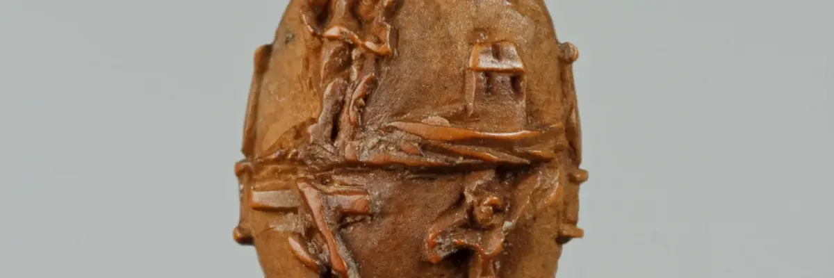 Kirschkern mit Sündenfall, Arche Noah, Eherner Schlange und Kreuzigung Christi, um 1600