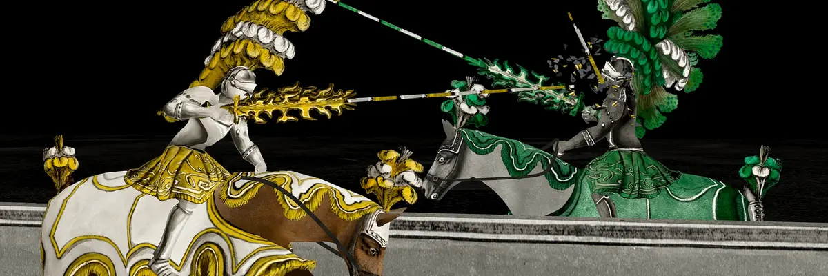 Illustration von zwei Rittern mit Lanzen