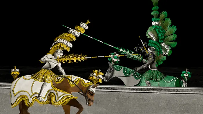 Illustration von zwei Rittern mit Lanzen