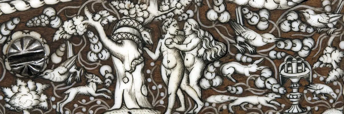 Detailansicht eines Rapiers mit dem Sündenfall