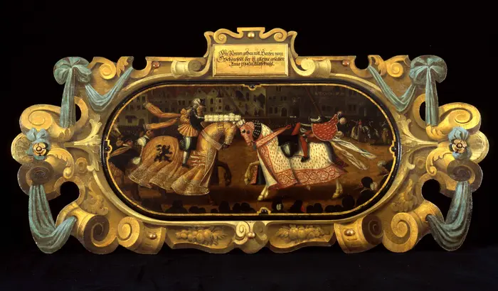 Turnier Herzog Augusts von Sachsen mit Hans von Schönfeld, Merseburg, 1544, Heinrich Göding d. Ä. und Werkstatt